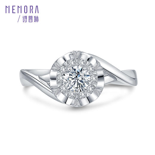 MEMORA诗普琳玫瑰誓约系列白色18K金钻石玫瑰镶钻戒显大围镶DR2232 商品图2