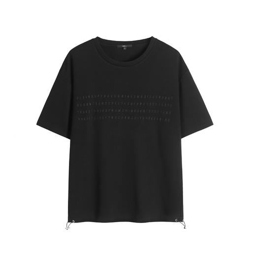 HIM漢崇 字母刺绣T恤男纯色潮流时尚圆领短袖打底上衣 2026夏季 商品图4