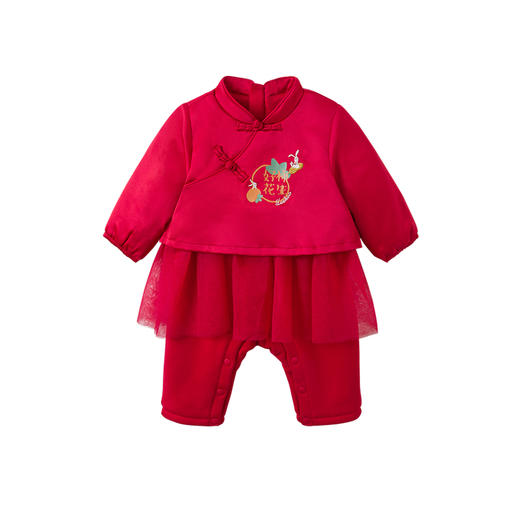 【商场同款】英氏夹棉连体衣秋冬款哈衣女童新年系列爬服 商品图4