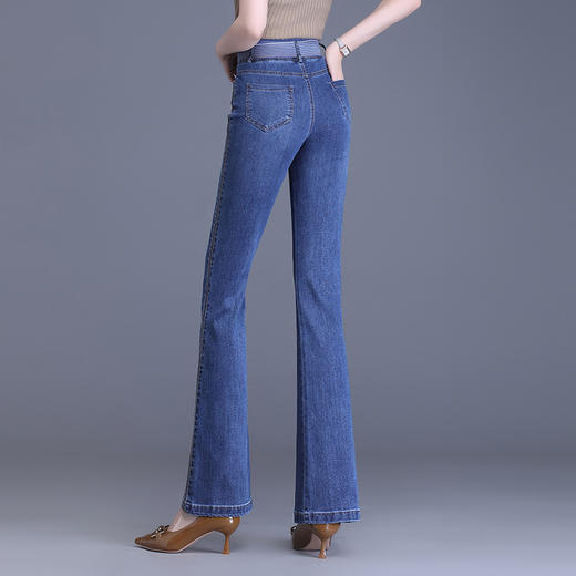 简约修身，春款长款时尚喇叭裤松紧腰气质休闲牛仔微喇裤MYX-8189 商品图2