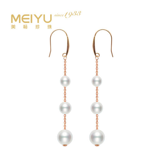 美裕 【心弦】金18K海水珍珠耳钉 4-6.5mm白 106039 商品图0