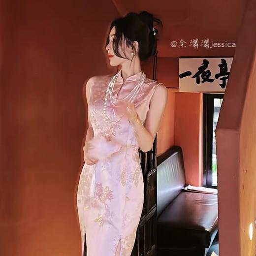 BeQueenStory【花鸟图卷】新中式手工盘扣提花连衣裙 商品图4