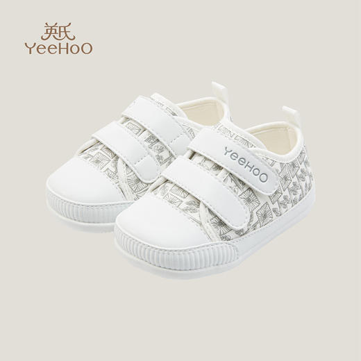 英氏童鞋儿童男宝宝学步鞋23春夏休闲软底运动小白鞋YFXHJ1P083A 商品图0
