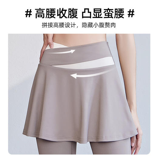 裸感高弹拼色假两件瑜伽裤高腰提臀速干透气运动紧身裤瑜伽健身裤 商品图3