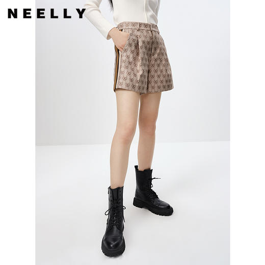 NEELLY纳俪商场同款2023春季新款满印短裤女百搭阔腿显瘦休闲裤N23021H01070 商品图2