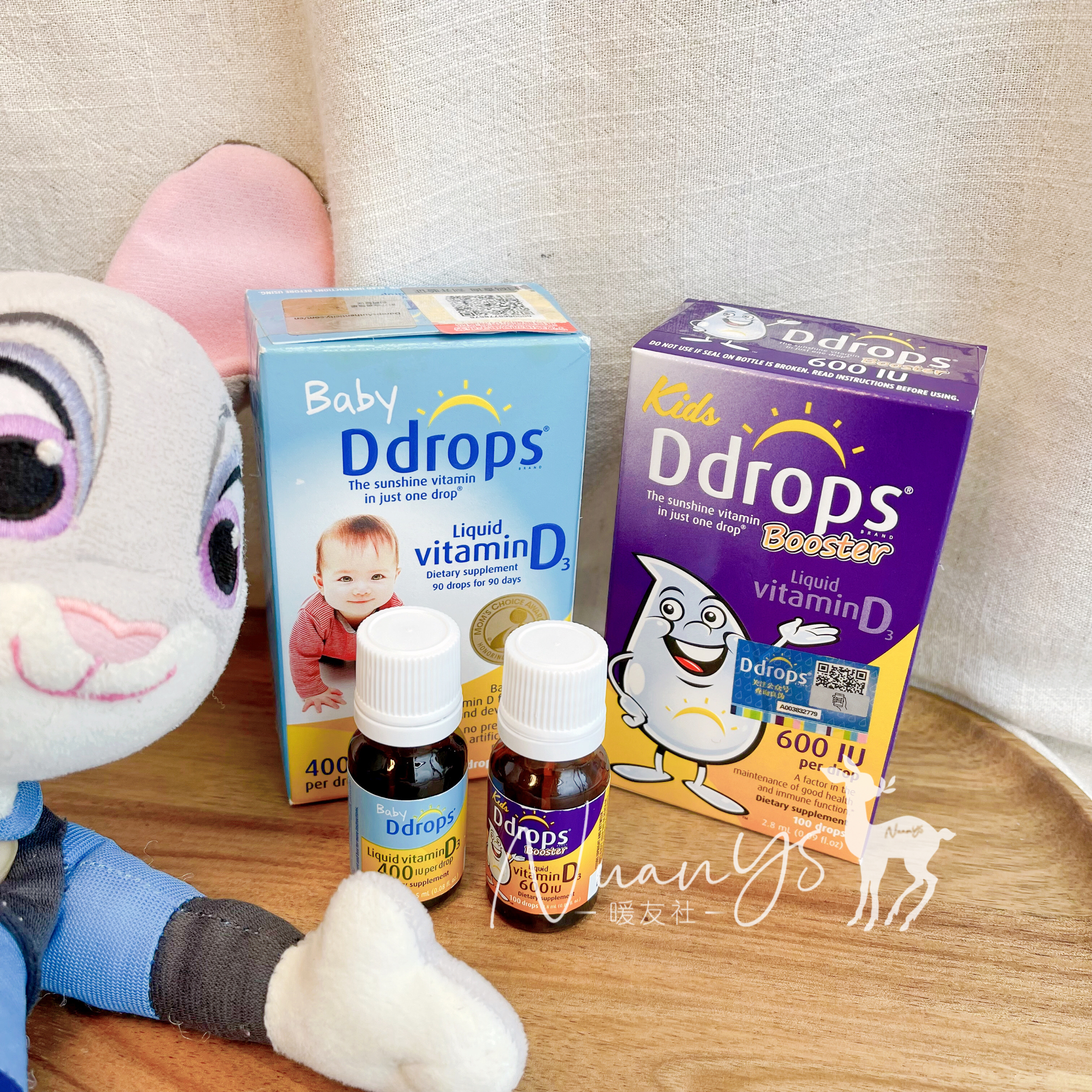 维生素D3 15天以上【成长必备 补钙】 D3滴剂 蓝瓶400IU/紫瓶600IU  加拿大Ddrops滴卓思