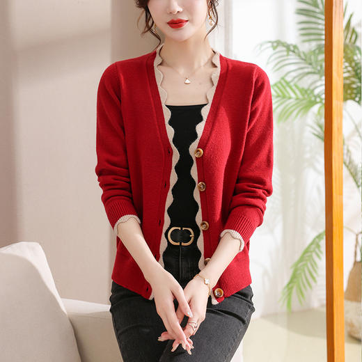 V领短款开衫针织外套，毛衣薄款上衣外搭CC-101-19903 商品图7