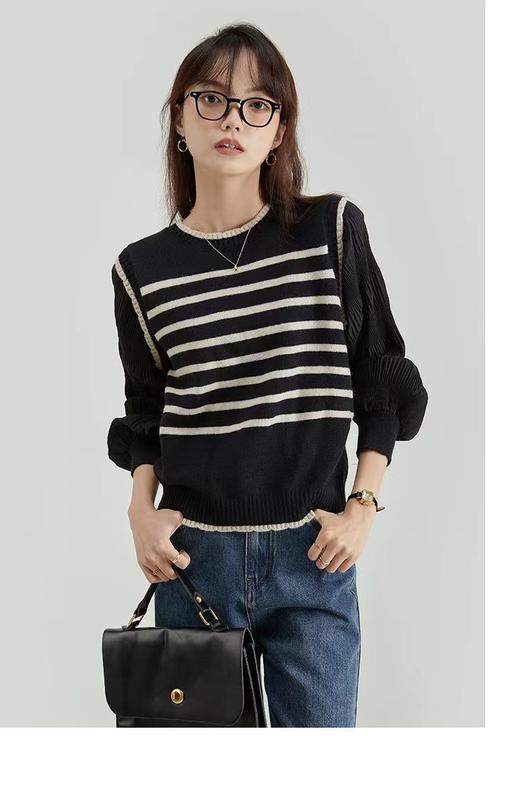 【应季好物】法式假两件条纹毛衣 商品图3