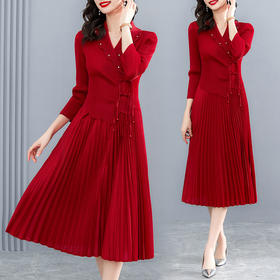 三宅褶皱连衣裙，复古改良旗袍百褶连衣裙HR-SSFB2680