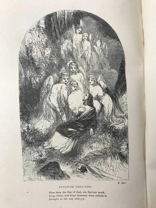 1867年 弥尔顿诗集 8版画幅插图 漆布精装36开 商品图10