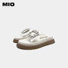 MIO米奥纯色低跟厚底踩屎感拖鞋珍珠水钻柔软舒适轻便一字拖女鞋M233132005 商品缩略图4