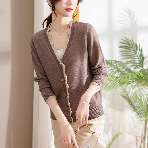 V领短款开衫针织外套，毛衣薄款上衣外搭CC-101-19903 商品图3