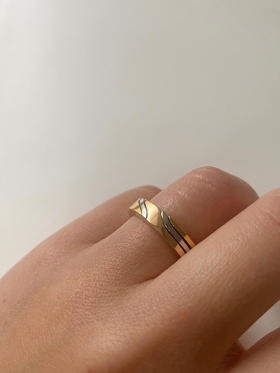 APRESI｜直角三环GIMMEL AND POSY Short Inscription Triple-Hoop Complete Ring [缱绻直角三环组合戒指]