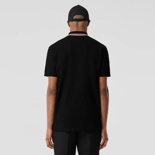 【二】BURBERRY 巴宝莉 男士标志性条纹衣领珠地网眼布棉质短袖 Polo 衫 黑色 8053773 A1189 商品图2