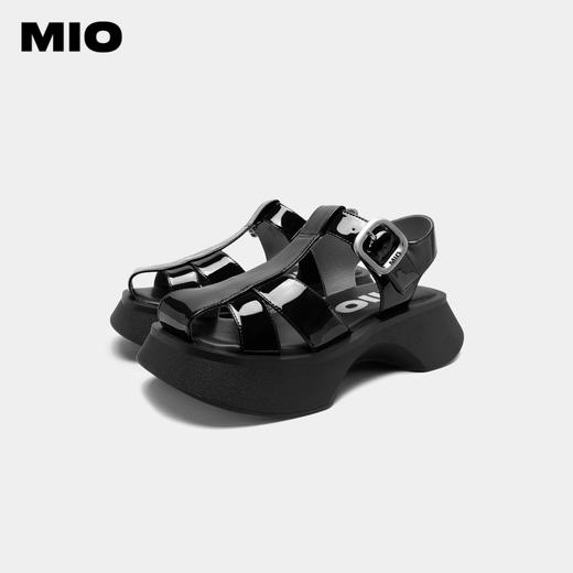 MIO米奥夏季松糕底高跟简约风丁字扣带时髦复古罗马凉鞋女洞洞鞋M233130602 商品图4