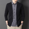JD-BJRF5春秋新款男装假两件针织衫男士衬衫领开衫休闲打底毛衣男无痕压胶 商品缩略图0