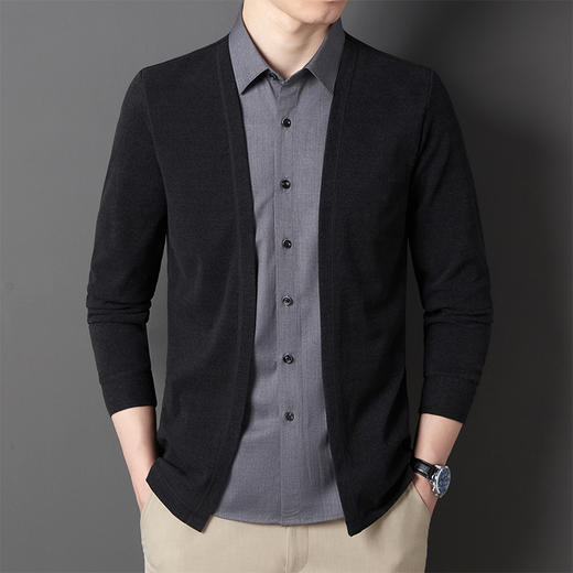 JD-BJRF5春秋新款男装假两件针织衫男士衬衫领开衫休闲打底毛衣男无痕压胶 商品图0