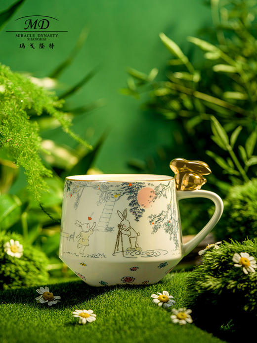 【6F】MD玛戈隆特玉兔呈祥办公室马克杯陶瓷高颜值可爱家用水杯早餐杯 商品图0