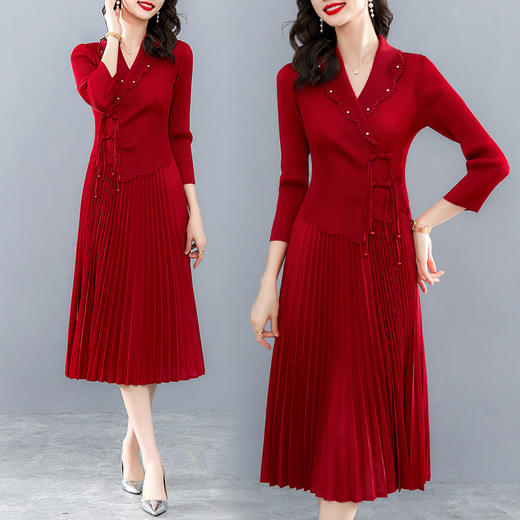 三宅褶皱连衣裙，复古改良旗袍百褶连衣裙HR-SSFB2680 商品图2