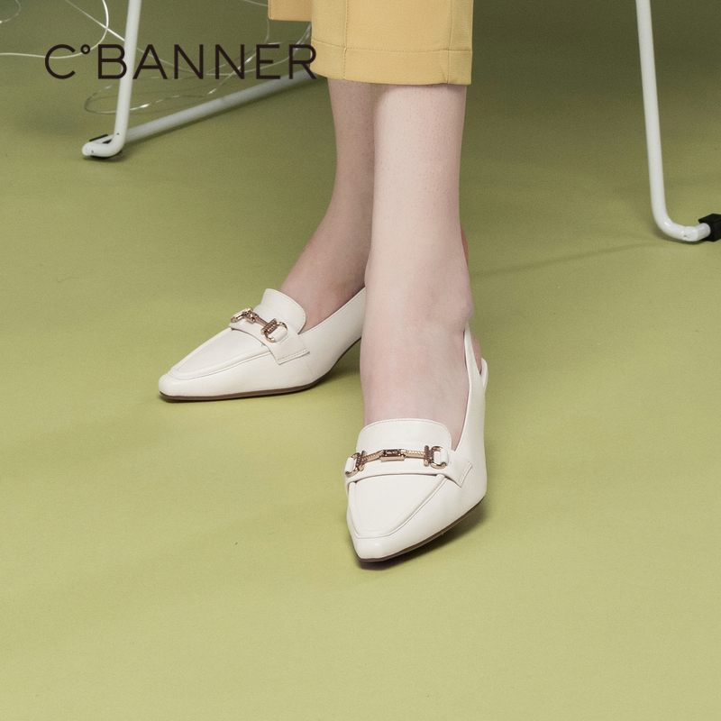 千百度夏季时装半凉气质肉桂卷静音鞋A23258205