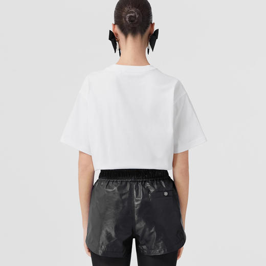 BURBERRY 巴宝莉 女士人造水晶马术骑士装饰棉质宽松圆领短袖T恤 白色 8065027 A1464 商品图2