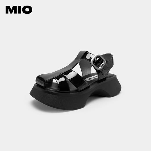 MIO米奥夏季松糕底高跟简约风丁字扣带时髦复古罗马凉鞋女洞洞鞋M233130602 商品图0