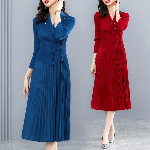 三宅褶皱连衣裙，复古改良旗袍百褶连衣裙HR-SSFB2680 商品图4