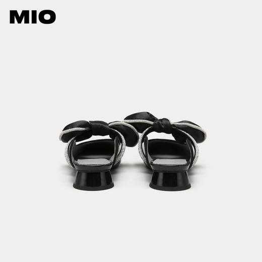MIO米奥夏季韩版方头圆跟小闪钻蝴蝶结时髦通勤舒适包头拖女M232213929 商品图3