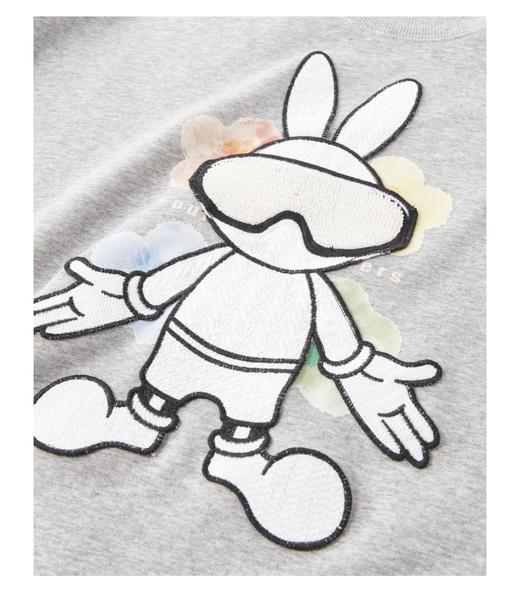 PINLI品立春季新款男士套头卫衣兔子压烫圆领上衣BG231109026 商品图9