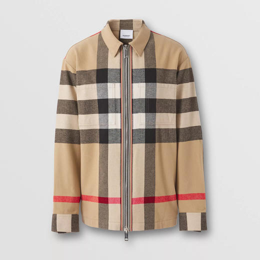 【一】BURBERRY 巴宝莉 男士大号格纹羊毛混纺外套式衬衫 格子 8050135 A7028 商品图0