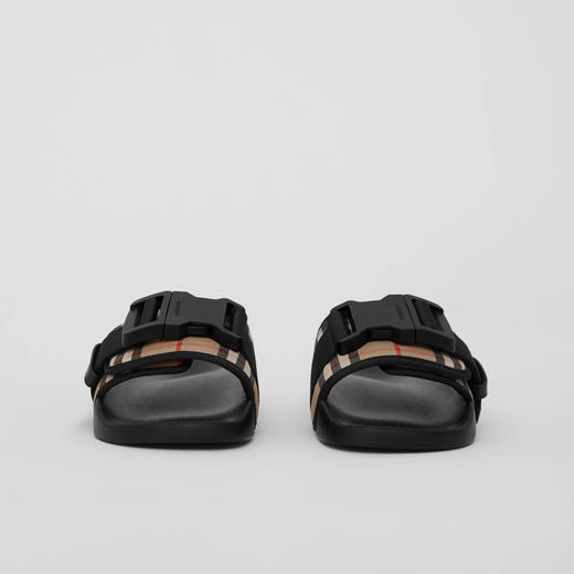 BURBERRY 巴宝莉 男士 Vintage 格纹搭扣束带棉质拖鞋 格子 8056917 A8731 商品图1