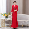 【XY】QE92222023春季新款中国风复古修身斜襟走秀表演长款旗袍刺绣花荷叶边裙 商品缩略图2