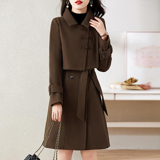 WZNH-WJ82559恒源祥羊毛衫女士高端双面毛呢两件套装裙子秋冬新款羊绒大衣外套 商品图1