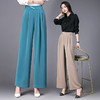SDN-E689091真丝阔腿裤女2023春夏季桑蚕丝长裤高腰垂感甩腿裤百搭直筒休闲裤 商品缩略图4