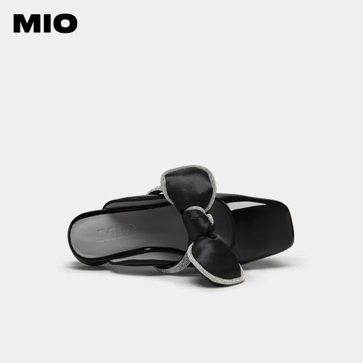 MIO米奥夏季韩版方头圆跟小闪钻蝴蝶结时髦通勤舒适包头拖女M232213929 商品图2