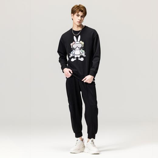 PINLI品立春季新款男士套头卫衣兔子压烫圆领上衣BG231109026 商品图1