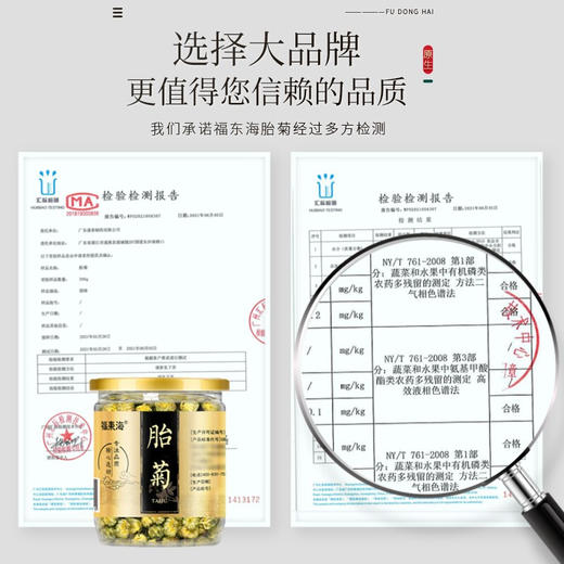 福东海 浮桐乡胎菊王花草茶菊花茶胎菊茶杭白菊花60克/瓶 商品图6