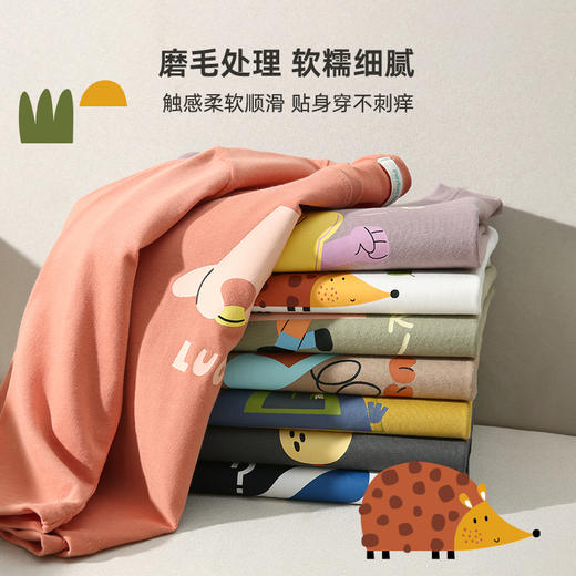 【软糯双纱柔棉】卡通印花图案T恤PQTX2214 商品图3