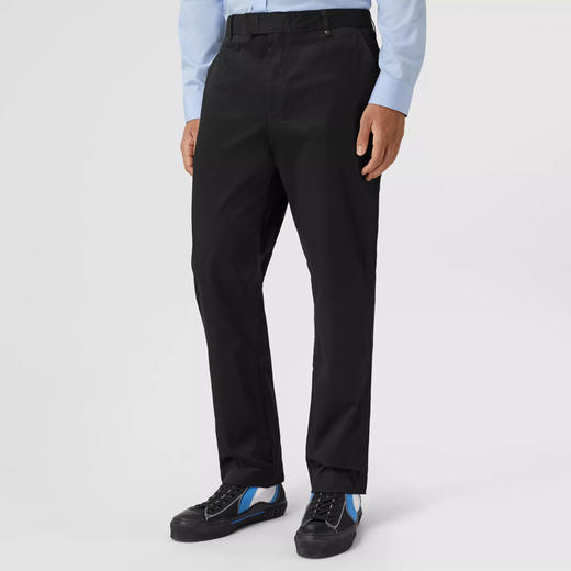 BURBERRY 巴宝莉 男士修身剪裁专属标识图案弹力棉质卡其裤 黑色 8055175 A1189 商品图1