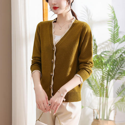 V领短款开衫针织外套，毛衣薄款上衣外搭CC-101-19903 商品图2