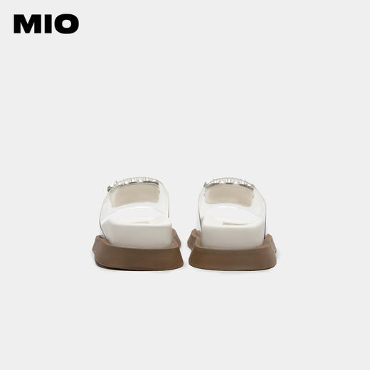 MIO米奥纯色低跟厚底踩屎感拖鞋珍珠水钻柔软舒适轻便一字拖女鞋M233132005 商品图3
