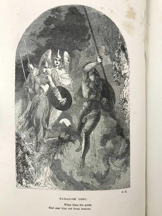 1867年 弥尔顿诗集 8版画幅插图 漆布精装36开 商品图8
