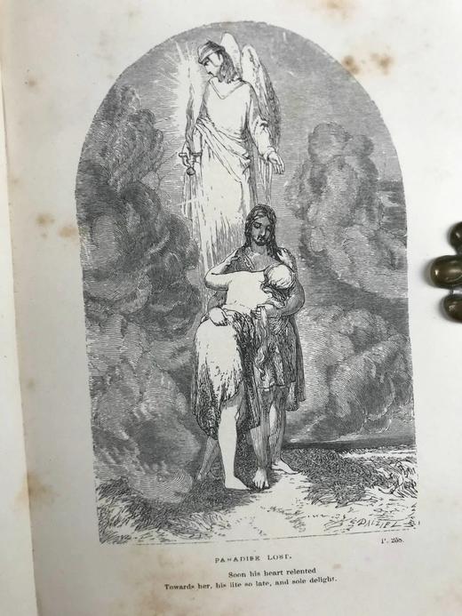 1867年 弥尔顿诗集 8版画幅插图 漆布精装36开 商品图7