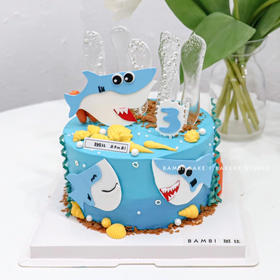 鲨鱼宝宝baby shark主题蛋糕