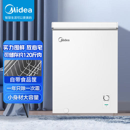 美的（Midea）100升 冷藏冷冻转换冰柜 家用囤货小冷柜 一级能效 母婴母乳小冰箱 BD/BC-100KMXC(E) 商品图0