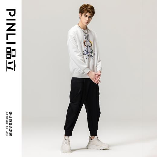 PINLI品立春季新款男士套头卫衣兔子压烫圆领上衣BG231109026 商品图8