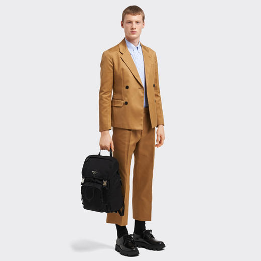 【二】PRADA 普拉达 男士 Re-Nylon 尼龙法琅三角形金属徽标手提双肩背包 黑色 2VZ135 2DMG F0002 HOL 商品图3