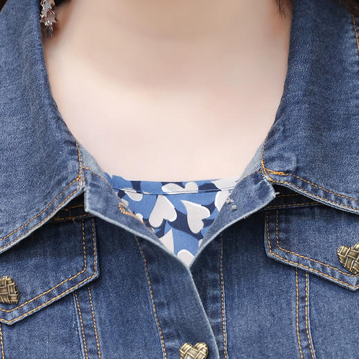 春款印花时尚内搭翻领休闲牛仔短外套两件套QYM-OMS-AA307-L 商品图3