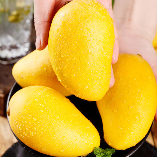 小台农芒果 ——水果中的“小甜心” 台农芒果甜度极高，核小皮薄肉厚，果肉细致无纤维，风味可口、外观讨好，肉质好、入口酥、香味浓、纤维细，是芒果中身价最俊俏的品种。 商品图1