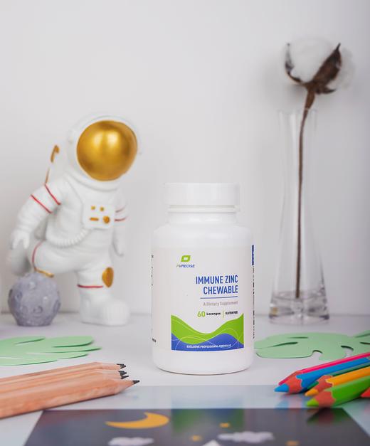 【香港仓2-3周到手-美国儿科配方-儿童抵御力-锌咀嚼片】  Immune Zinc 90片果味含片可咀嚼  每片23mg 柠檬酸锌+葡tao糖酸锌双重配方 安全代糖 Purecise 商品图0